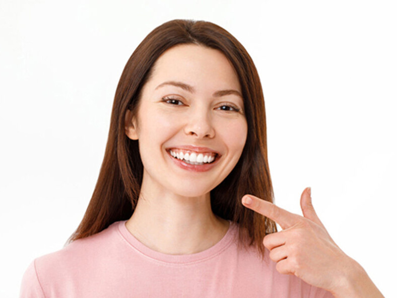 A women showing her smile