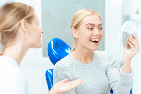 Women looking into the mirror